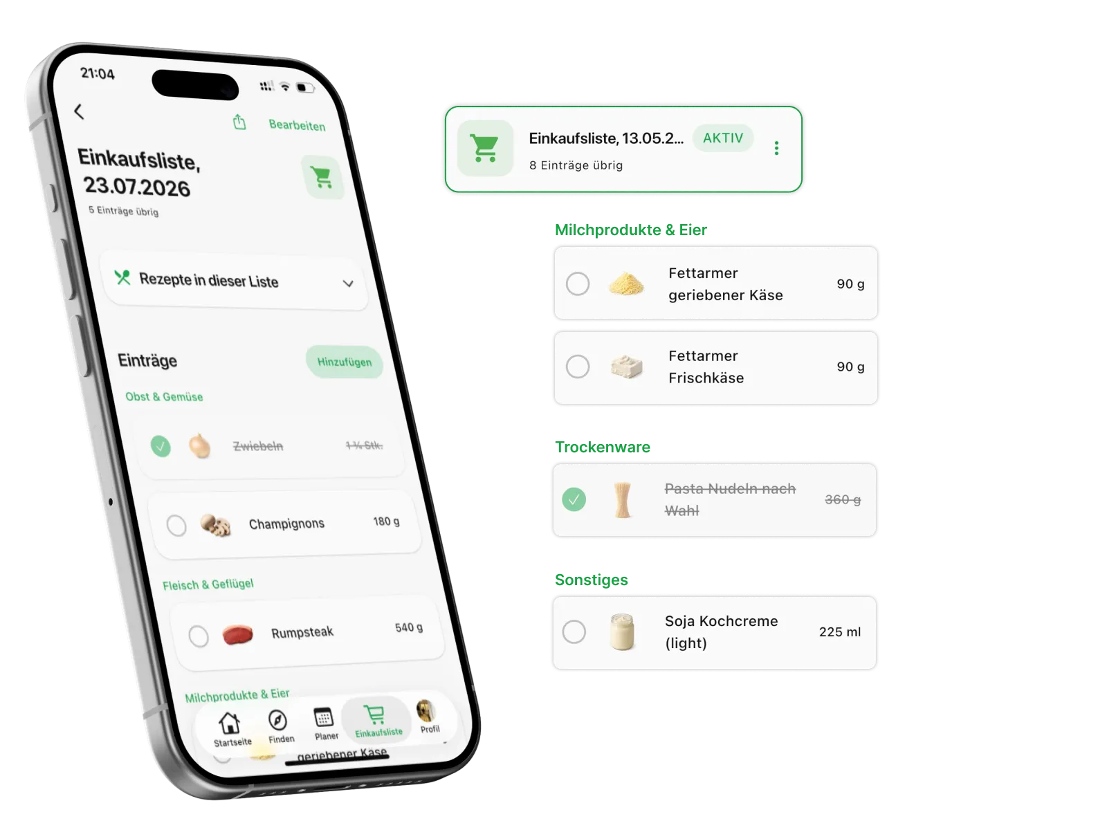 Platzhalter für Einkaufsliste Feature-Screenshot