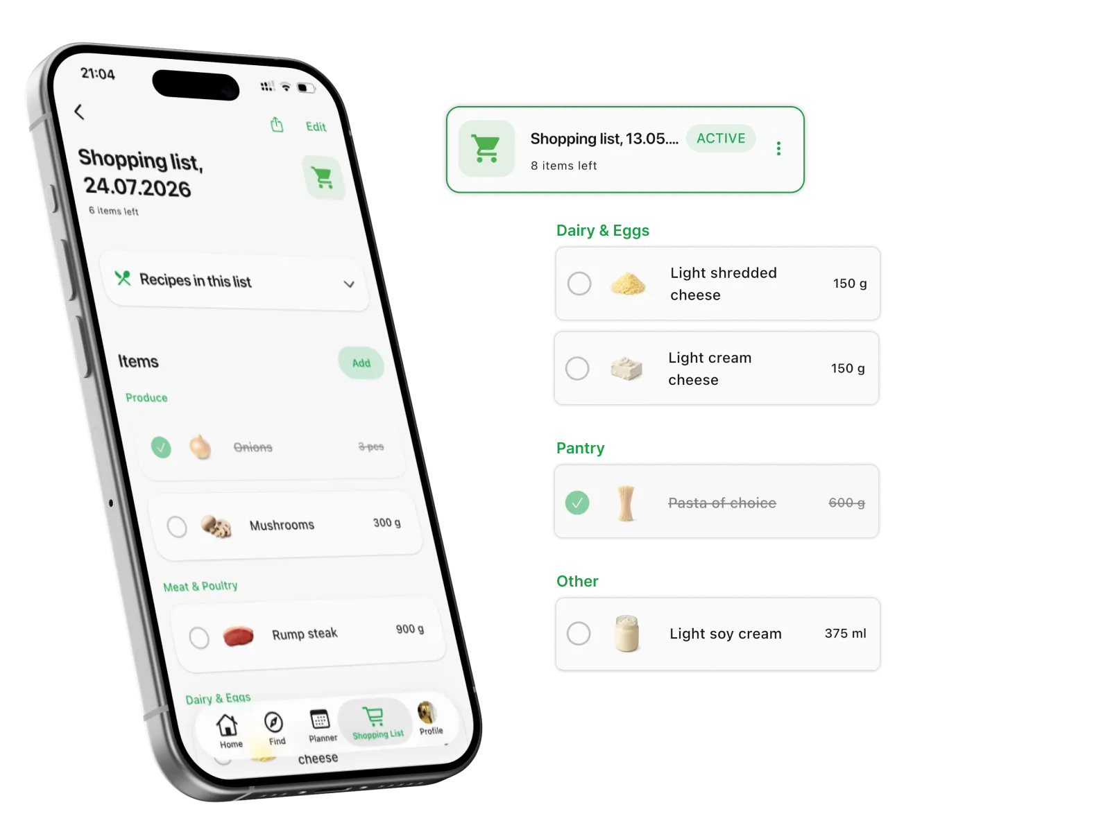 Placeholder for shopping list feature screenshot