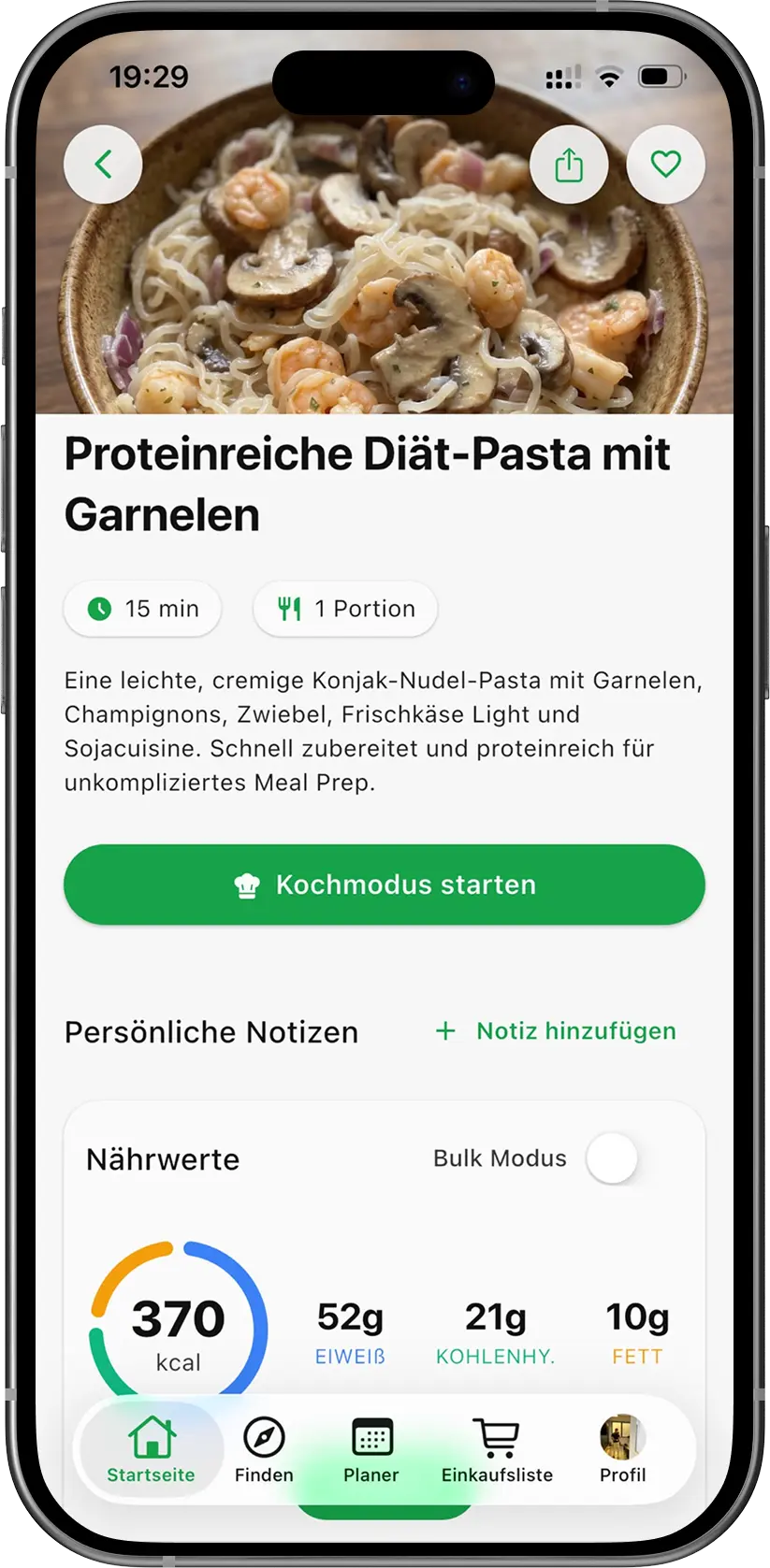 PrepYourWeek App-Screen mit auf Abnehmen ausgerichteten Wochenplan-Optionen
