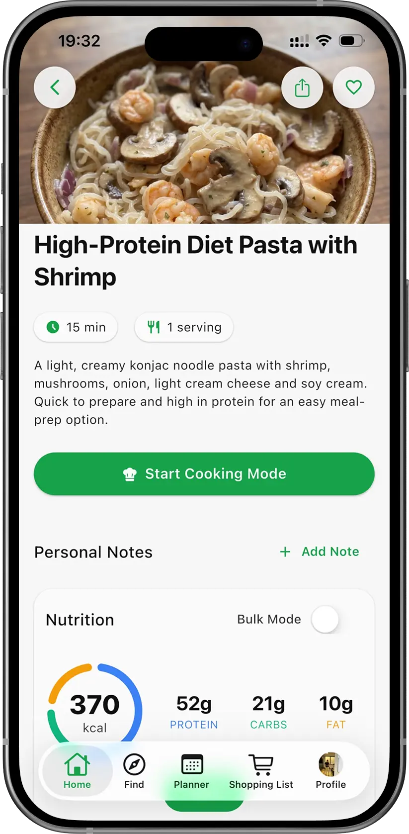 PrepYourWeek app screen with lose weight oriented meal plan options